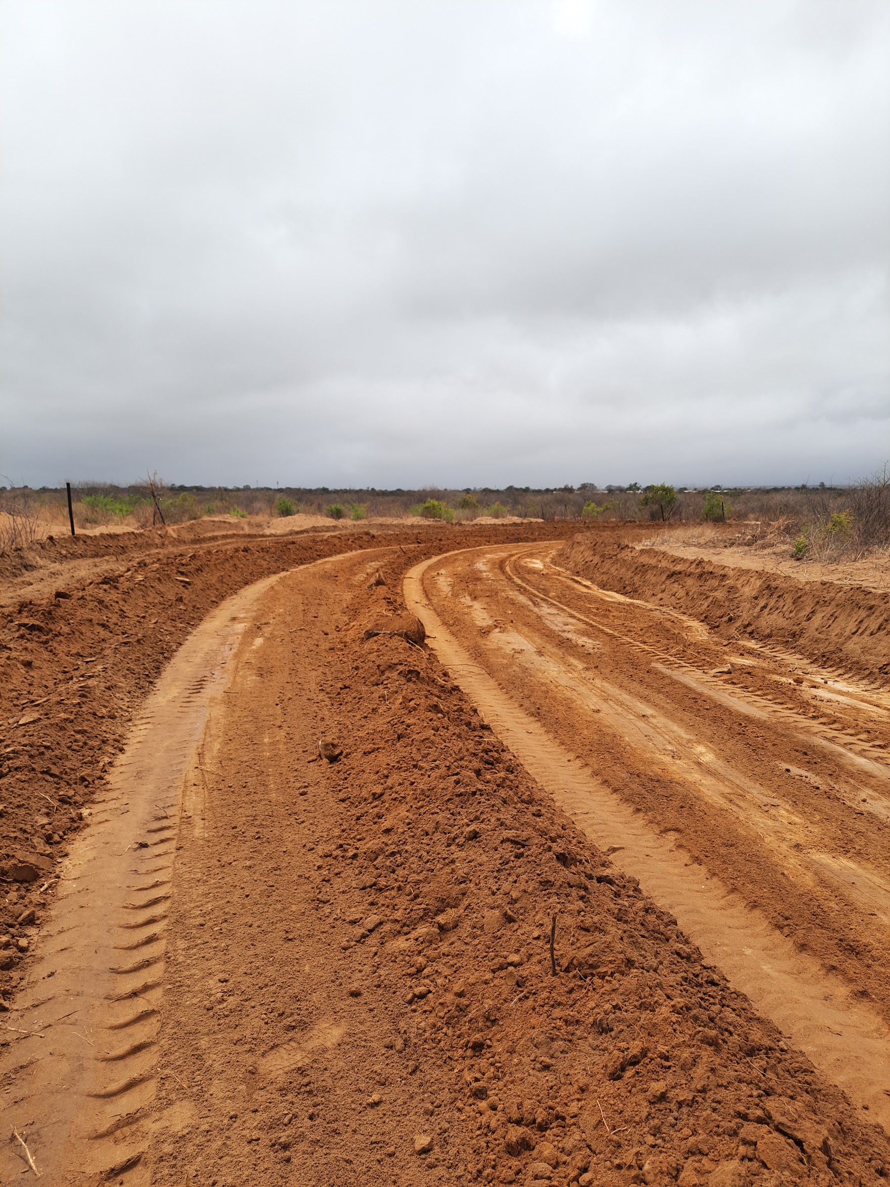 Long straight gravel road completed at Rangemore